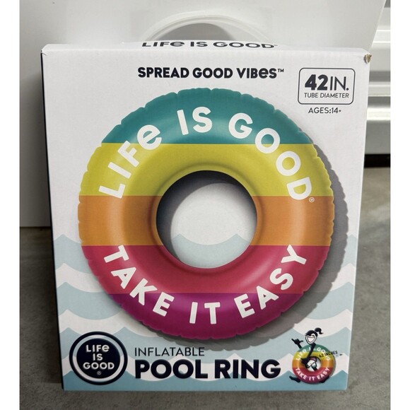 Life Is Good Take It Easy‎ Inflatable Pool Ring 42" Diameter New In Box - Picture 1 of 2
